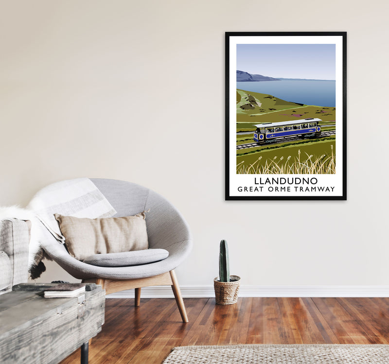Llando Great Orme Tramway Art Print by Richard O'Neill A1 White Frame