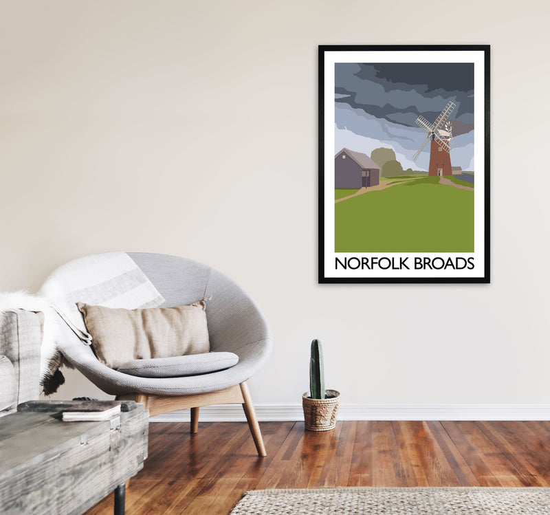 Norfolk Broads Art Print by Richard O'Neill A1 White Frame