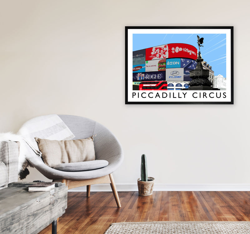 Piccadilly Circus London Art Print by Richard O'Neill A1 White Frame
