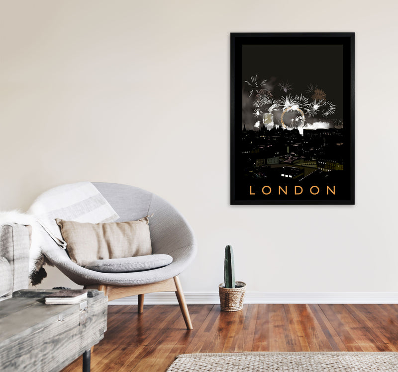 London Fireworks Art Print by Richard O'Neill A1 White Frame