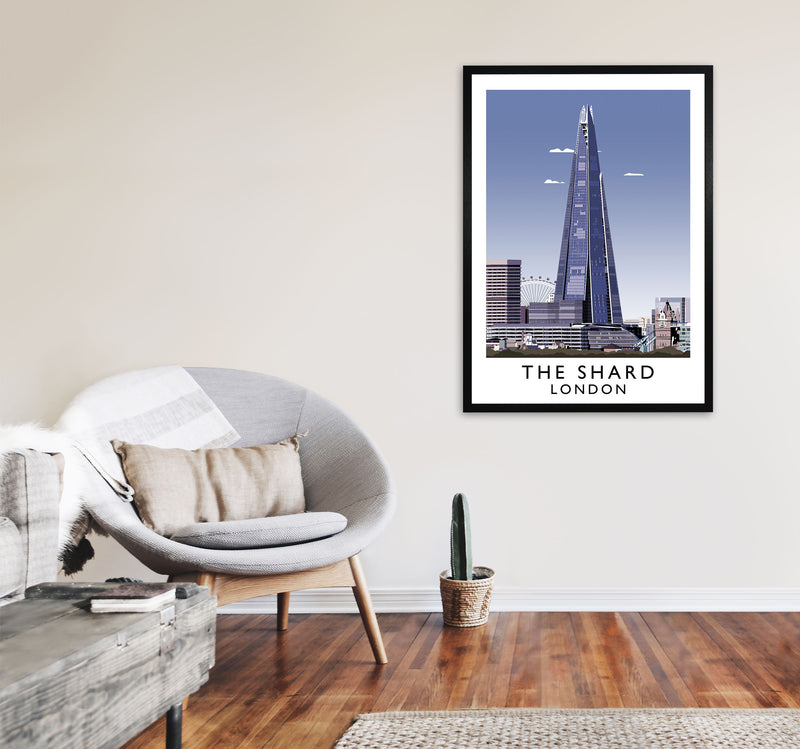 The Shard London Vintage Travel Art Poster by Richard O'Neill, Framed Wall Art Print, Cityscape, Landscape Art Gifts A1 White Frame