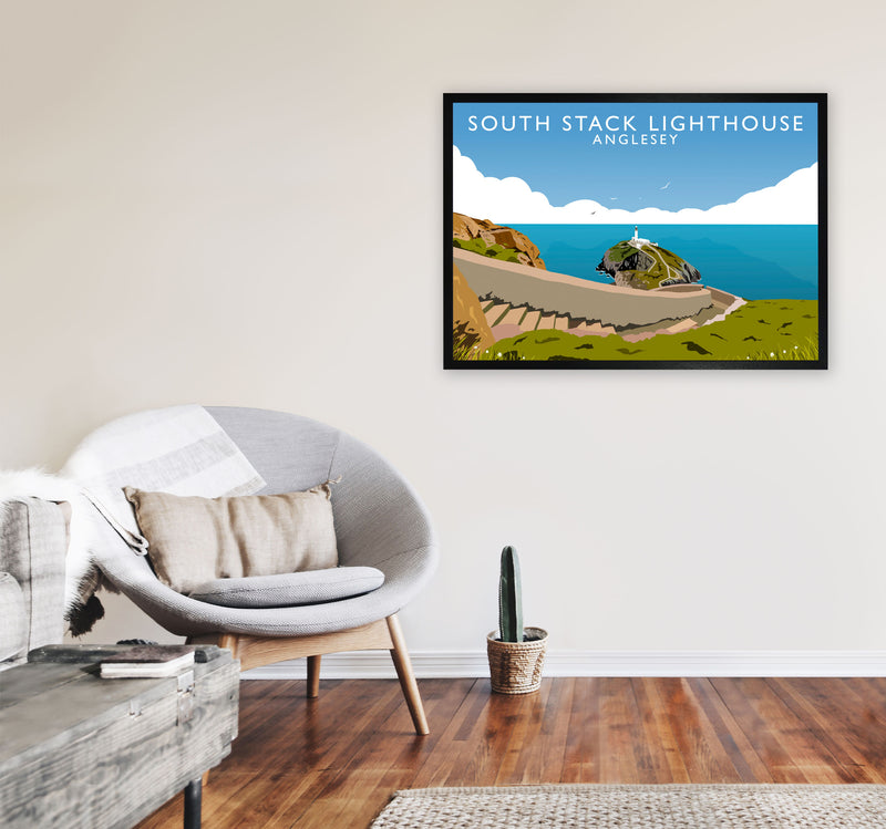 South Stack Lighthouse Anglesey Art Print by Richard O'Neill A1 White Frame