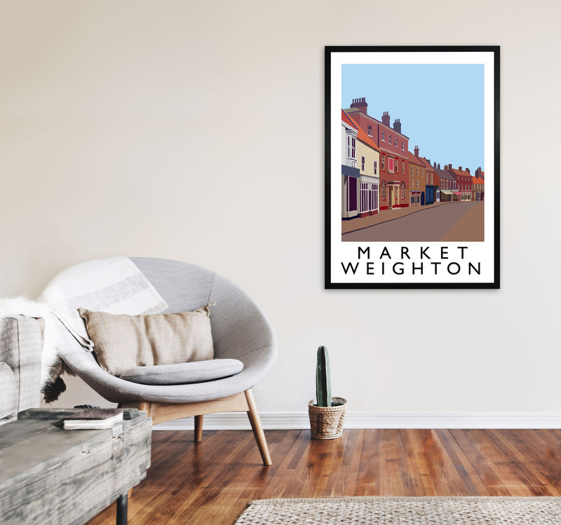 Market Weighton by Richard O'Neill Yorkshire Art Print, Vintage Travel Poster A1 White Frame