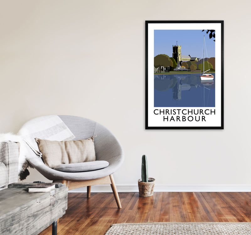 Christchurch Harbour Framed Digital Art Print by Richard O'Neill A1 White Frame