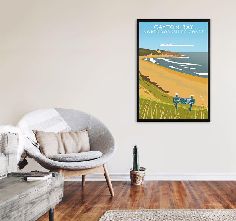 Cayton Bay North Yorkshire Coast Framed Digital Art Print by Richard O'Neill A1 White Frame