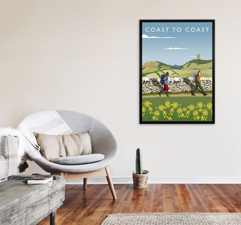 Coast To Coast (Portrait) by Richard O'Neill Yorkshire Art Print, Travel Poster A1 White Frame