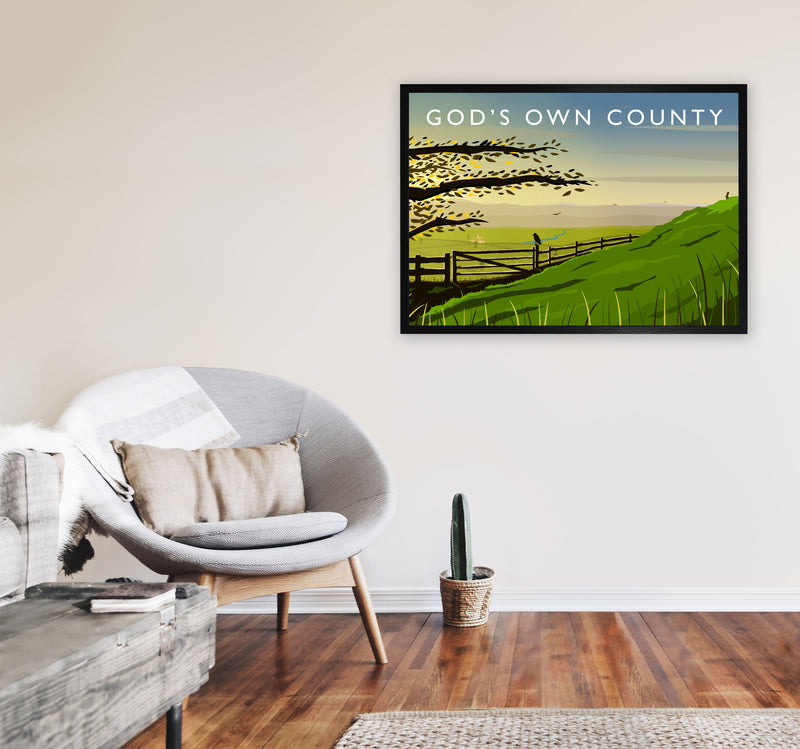 Gods Own County (Landscape) Yorkshire Art Print Poster by Richard O'Neill A1 White Frame