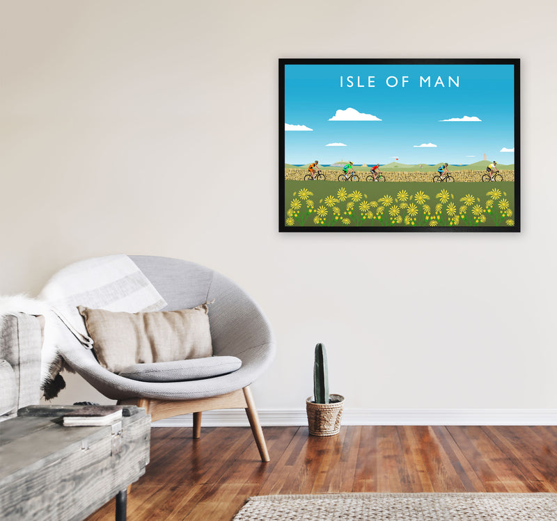 Isle Of Man Cycling (Landscape) by Richard O'Neill A1 White Frame