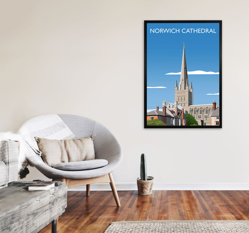 Norwich Cathedral Art Print by Richard O'Neill A1 White Frame
