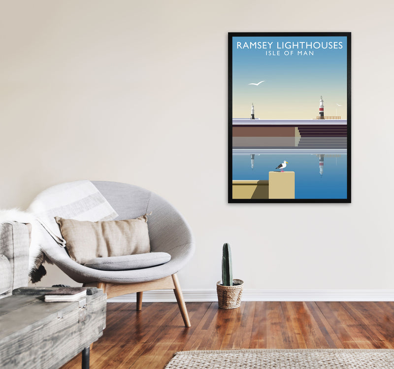 Ramsey Lighthouses (Portrait) by Richard O'Neill A1 White Frame