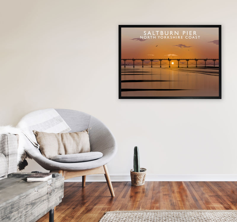 Saltburn Pier North Yorkshire Coast Art Print by Richard O'Neill A1 White Frame