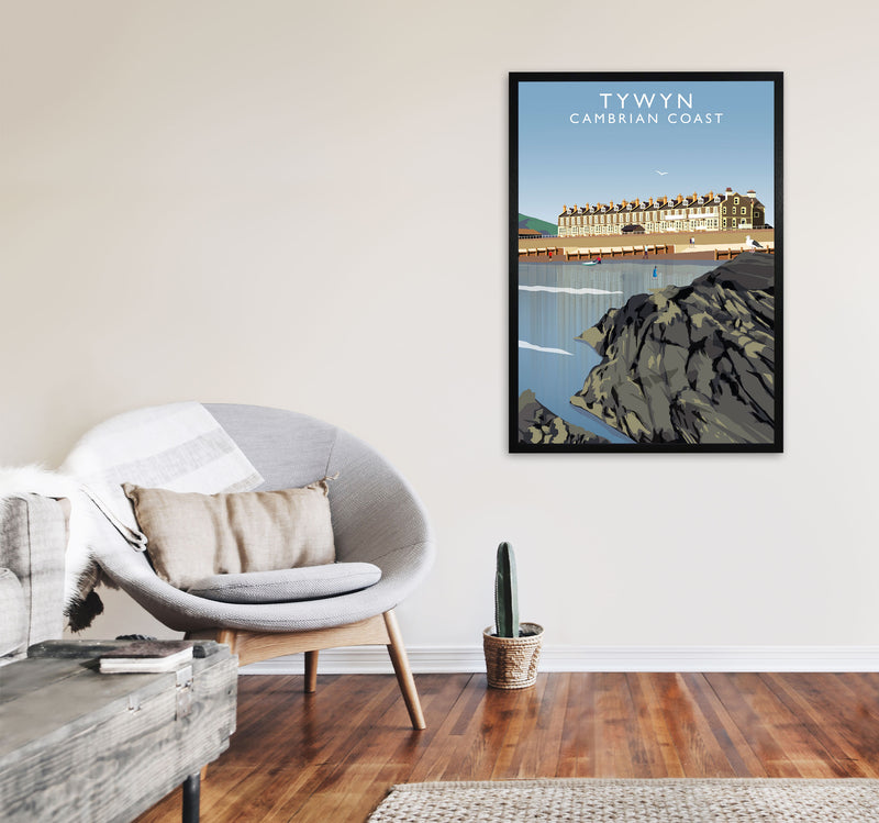 Tywyn Cambrian Coast Framed Digital Art Print by Richard O'Neill A1 White Frame