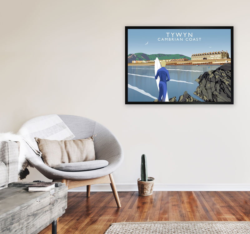Tywyn Cambrian Coast Framed Digital Art Print by Richard O'Neill A1 White Frame