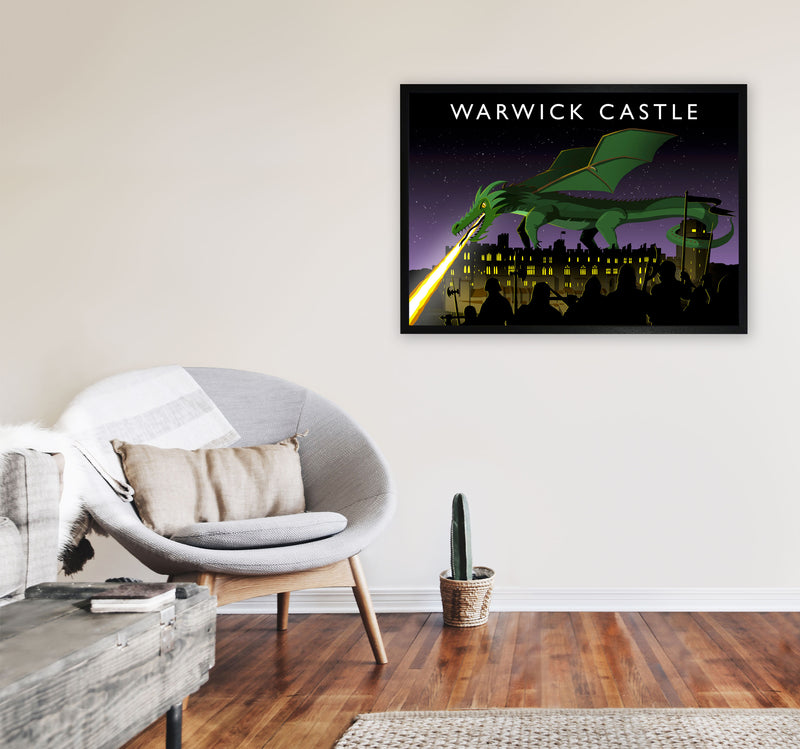 Warwick Castle With Dragon (Landscape) by Richard O'Neill A1 White Frame