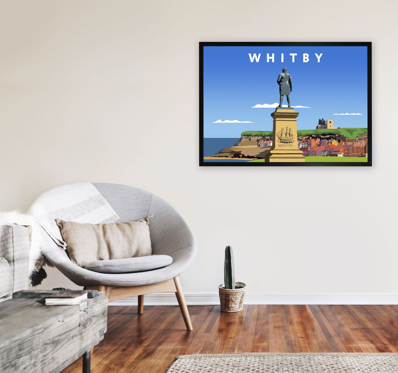 Whitby (Landscape) by Richard O'Neill Yorkshire Art Print, Vintage Travel Poster A1 White Frame