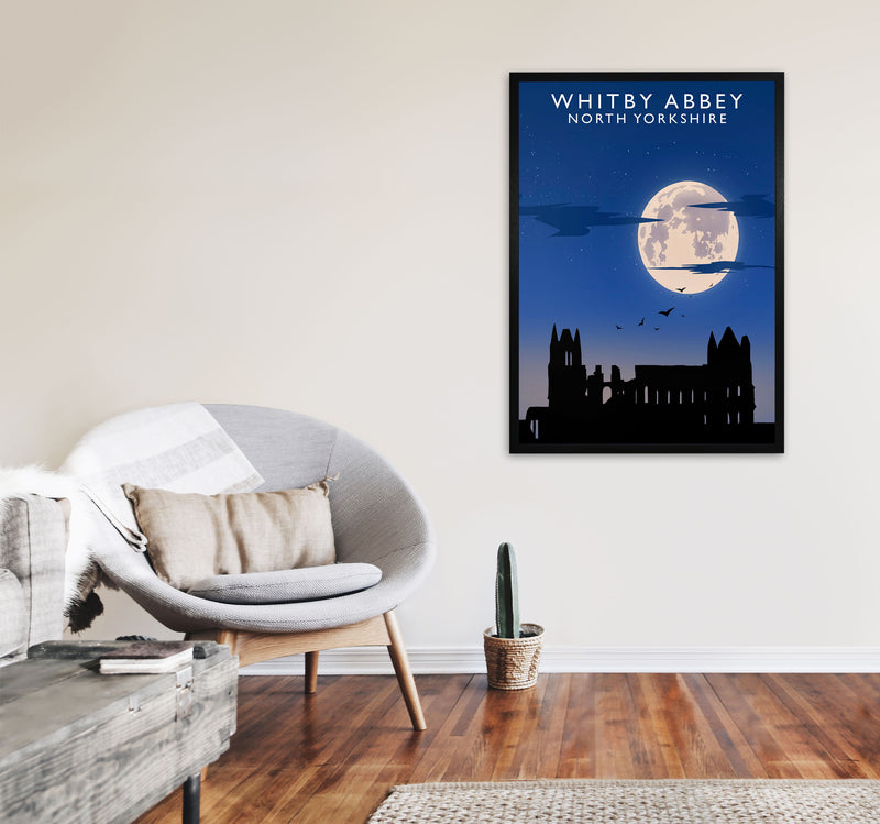 Whitby Abbey (Night) (Portrait) by Richard O'Neill Yorkshire Art Print A1 White Frame