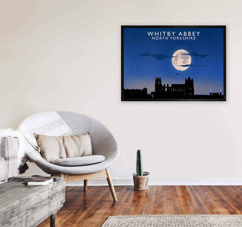 Whitby Abbey (Night) (Landscape) by Richard O'Neill Yorkshire Art Print A1 White Frame