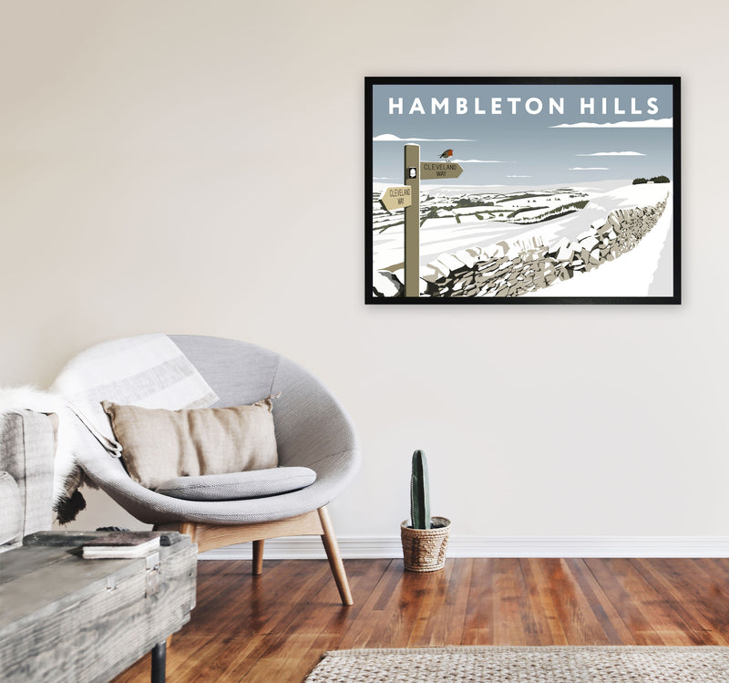 Hambleton Hills In Snow by Richard O'Neill A1 White Frame