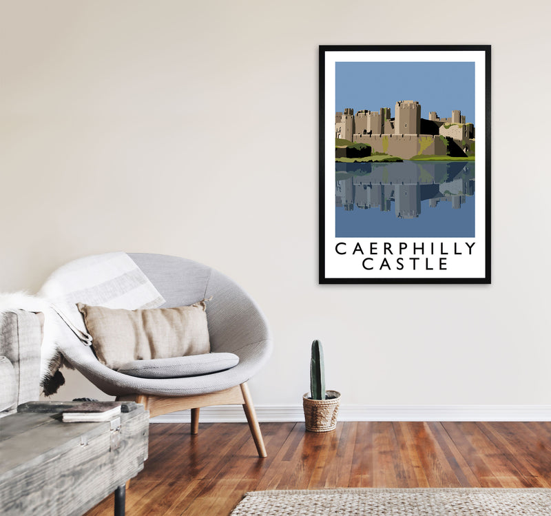 Caerphilly Castle Portrait by Richard O'Neill A1 White Frame