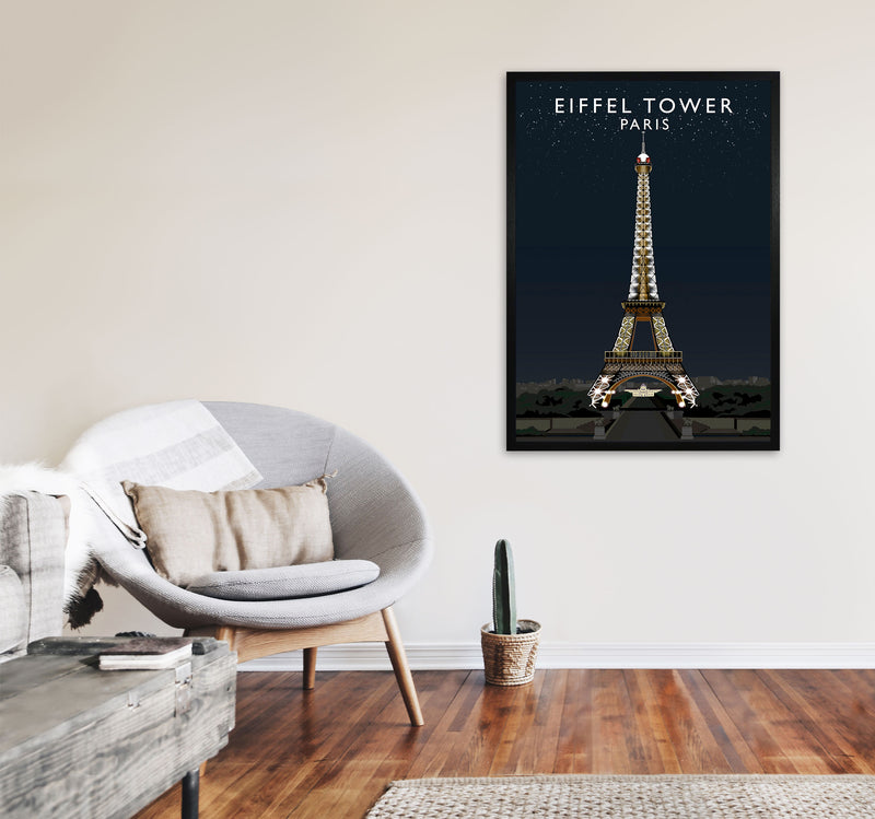Eiffel Tower Night by Richard O'Neill A1 White Frame