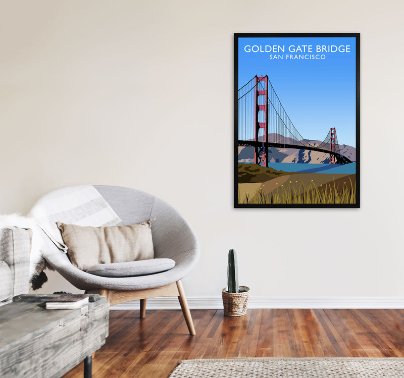 Golden Gate Bridge Portrait by Richard O'Neill A1 White Frame