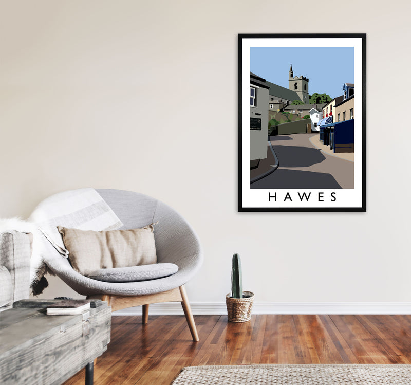 Hawes Travel Art Print by Richard O'Neill, Framed Wall Art A1 White Frame
