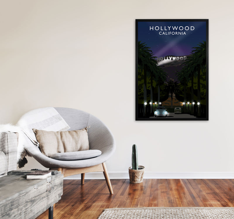 Hollywood California Travel Art Print by Richard O'Neill, Framed Wall Art A1 White Frame