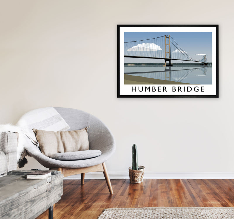 Humber Bridge Framed Digital Art Print by Richard O'Neill A1 White Frame