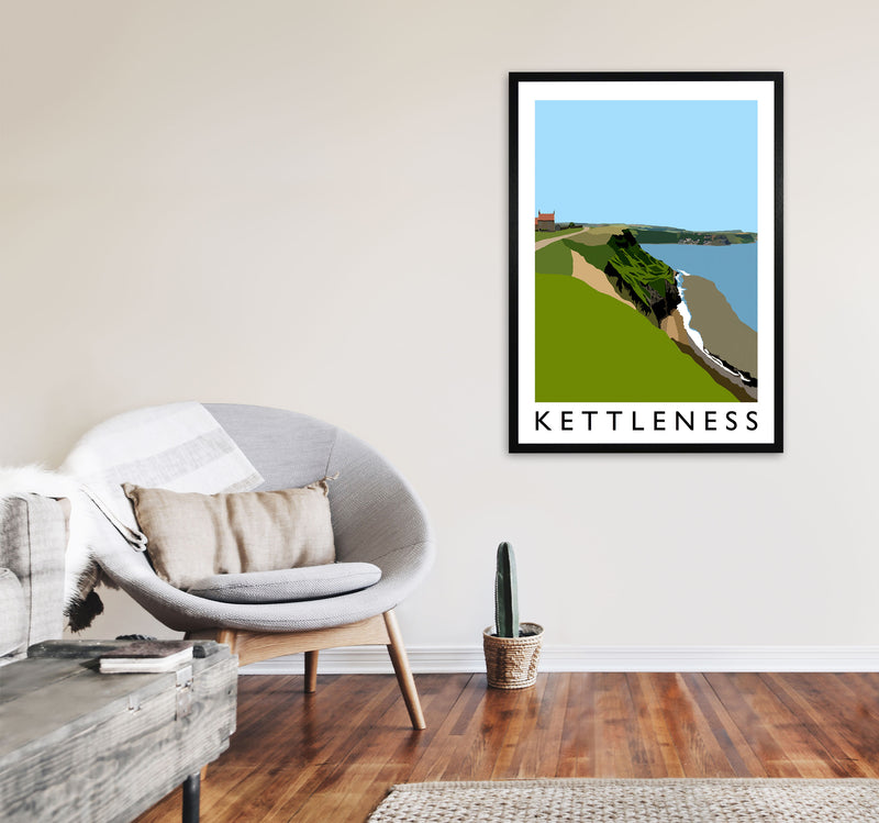 Kettleness Travel Art Print by Richard O'Neill, Framed Wall Art A1 White Frame