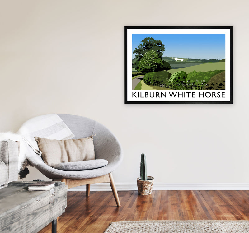 Kilburn White Horse Framed Digital Art Print by Richard O'Neill A1 White Frame