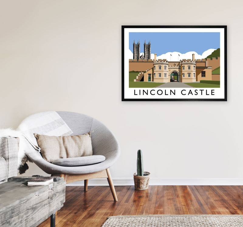Lincoln Castle Travel Art Print by Richard O'Neill, Framed Wall Art A1 White Frame