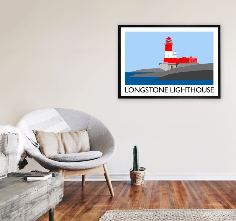 Longstone Lighthouse Travel Art Print by Richard O'Neill, Framed Wall Art A1 White Frame