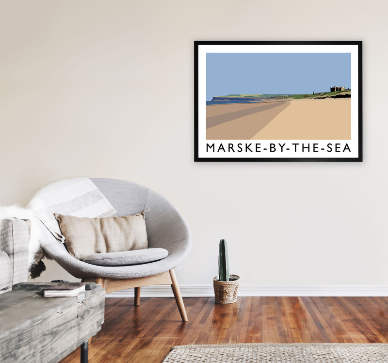 Marske-By-The-Sea Travel Art Print by Richard O'Neill, Framed Wall Art A1 White Frame