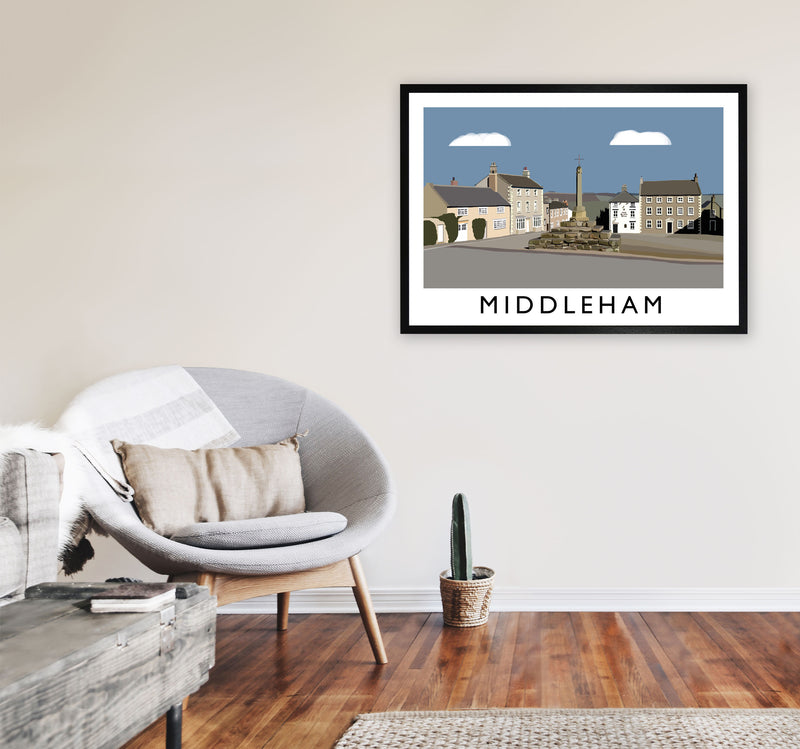 Middleham Travel Art Print by Richard O'Neill, Framed Wall Art A1 White Frame