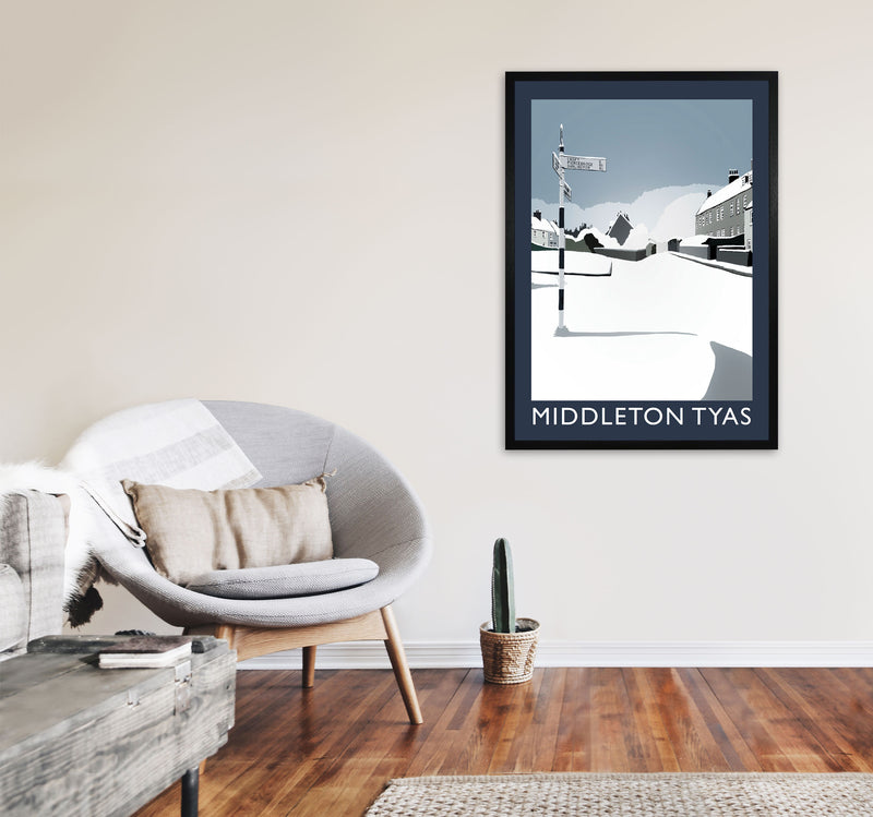 Middleton Tyas Travel Art Print by Richard O'Neill, Framed Wall Art A1 White Frame
