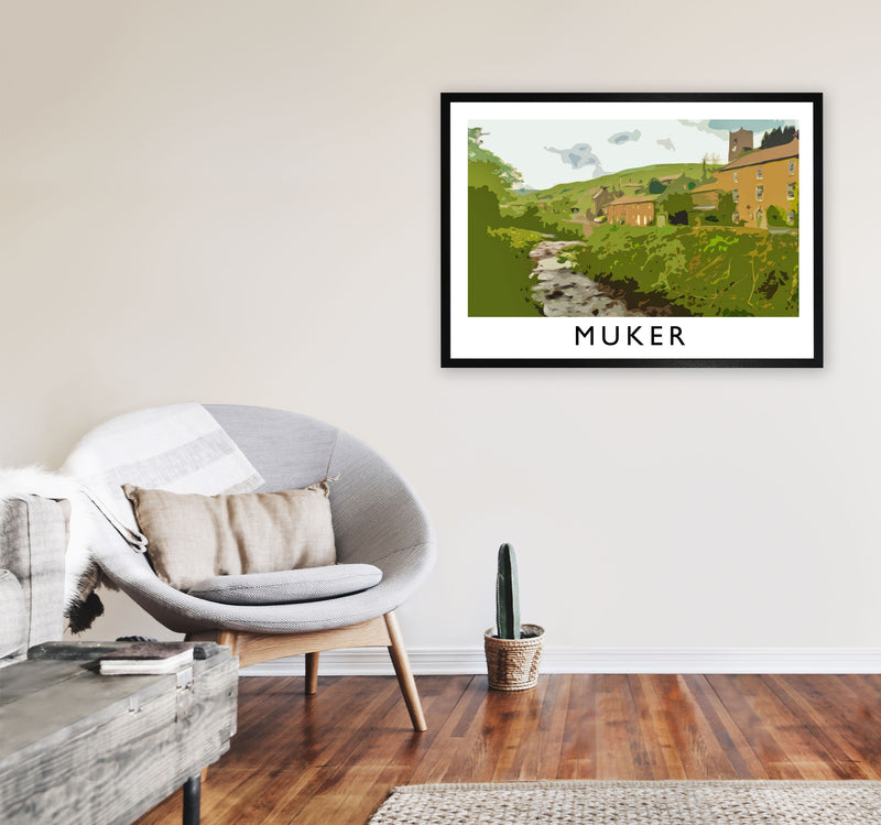 Muker Travel Art Print by Richard O'Neill, Framed Wall Art A1 White Frame