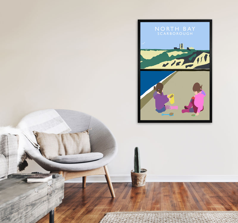 North Bay Scarborough Travel Art Print by Richard O'Neill, Framed Wall Art A1 White Frame