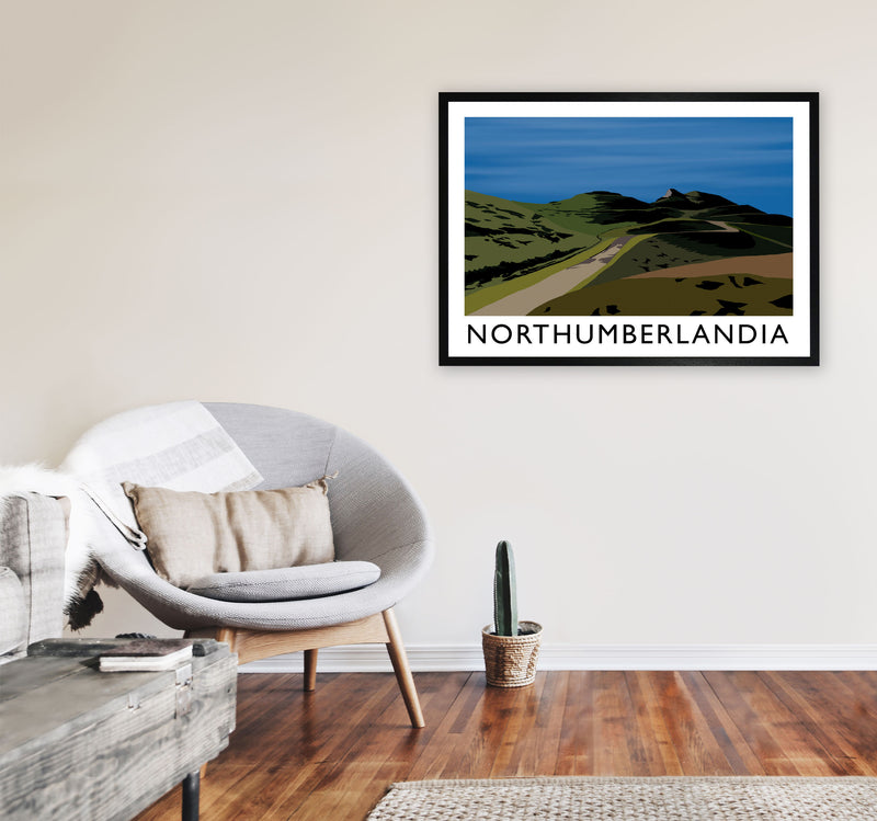 Northumberlandia Travel Art Print by Richard O'Neill, Framed Wall Art A1 White Frame
