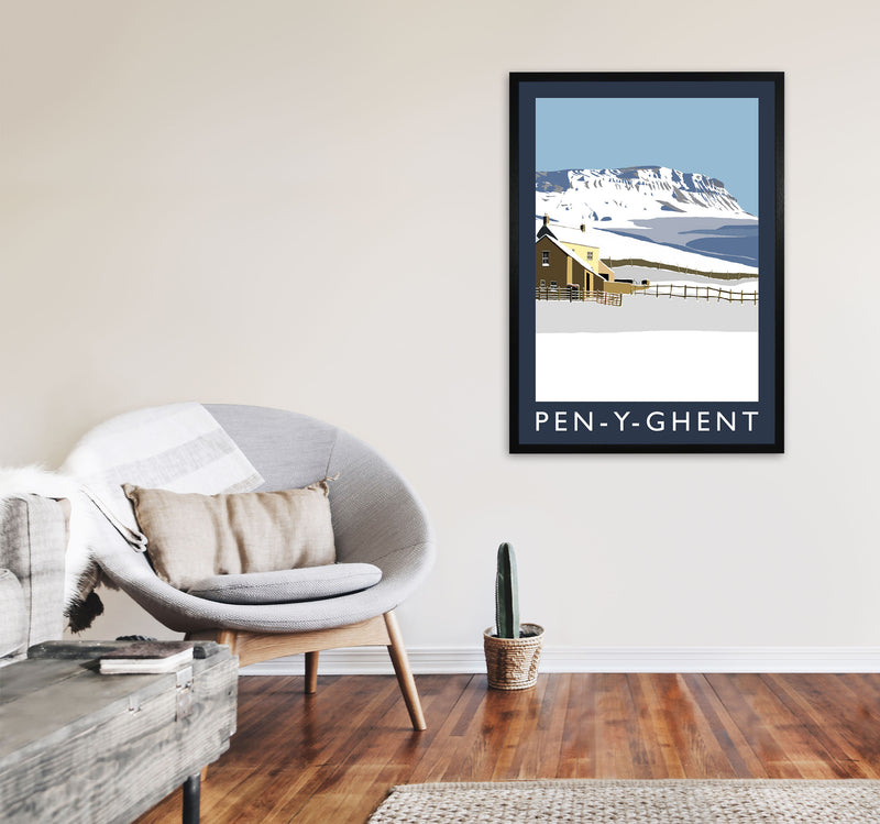 Pen-Y-Ghent Travel Art Print by Richard O'Neill, Framed Wall Art A1 White Frame