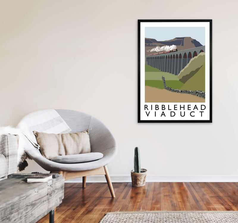 Ribblehead Viaduct Travel Art Print by Richard O'Neill, Framed Wall Art A1 White Frame