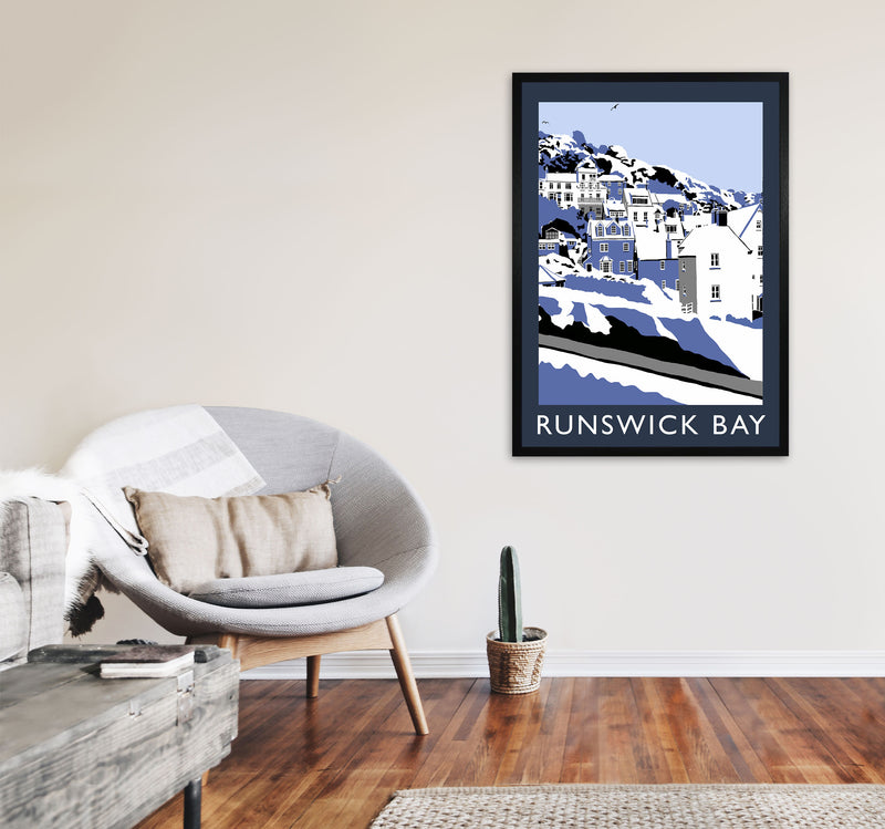 Runswick Bay Digital Art Print by Richard O'Neill, Framed Wall Art A1 White Frame