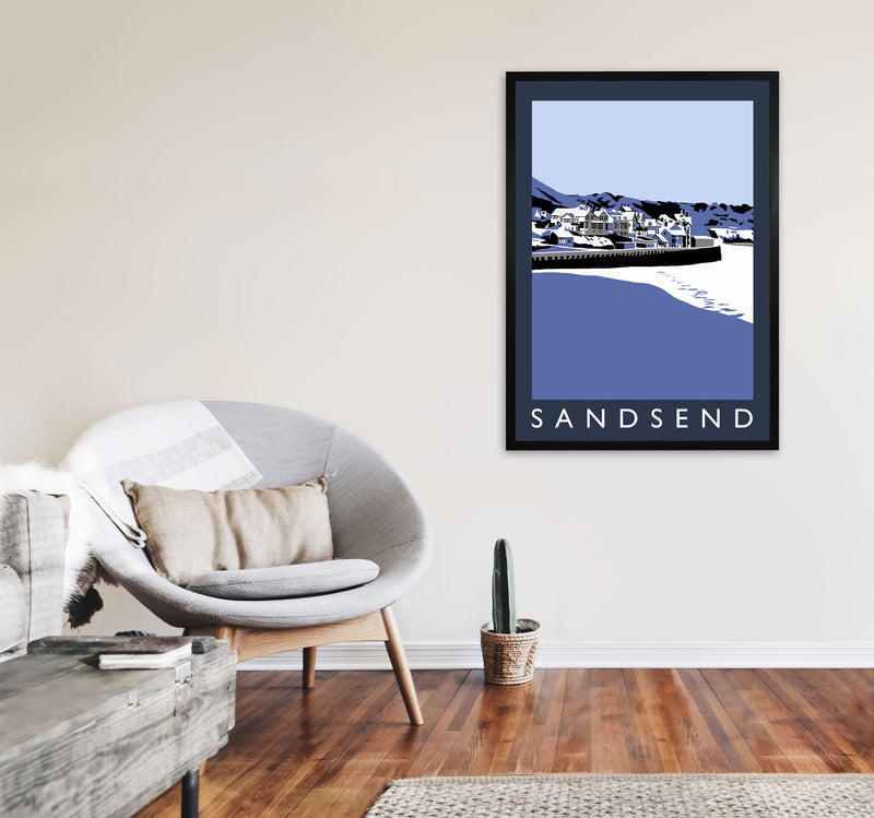 Sandsend Travel Art Print by Richard O'Neill, Framed Wall Art A1 White Frame