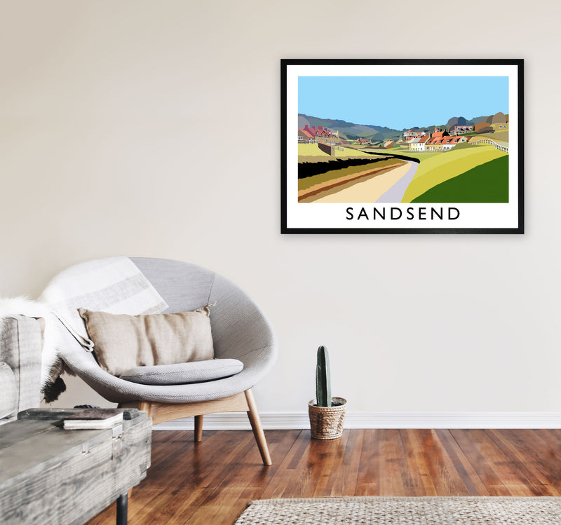 Sandsend Travel Art Print by Richard O'Neill, Framed Wall Art A1 White Frame
