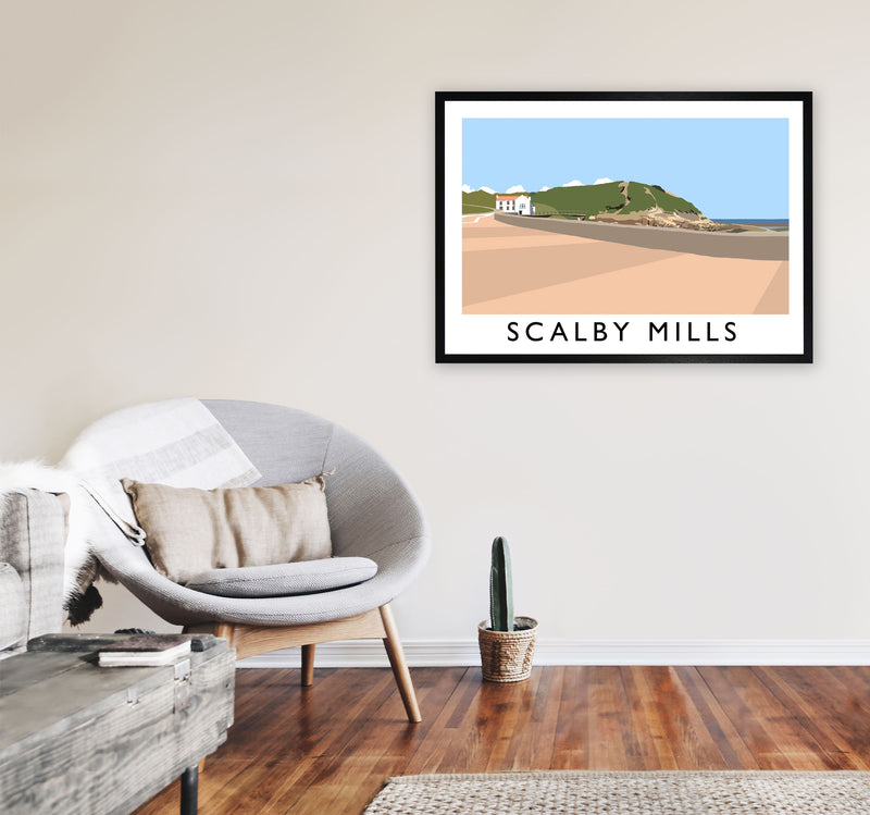 Scalby Mills Travel Art Print by Richard O'Neill, Framed Wall Art A1 White Frame