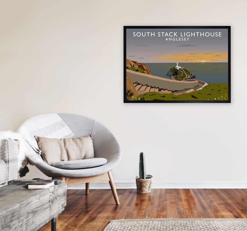 South Stack Lighthouse Anglesey Travel Art Print by Richard O'Neill A1 White Frame