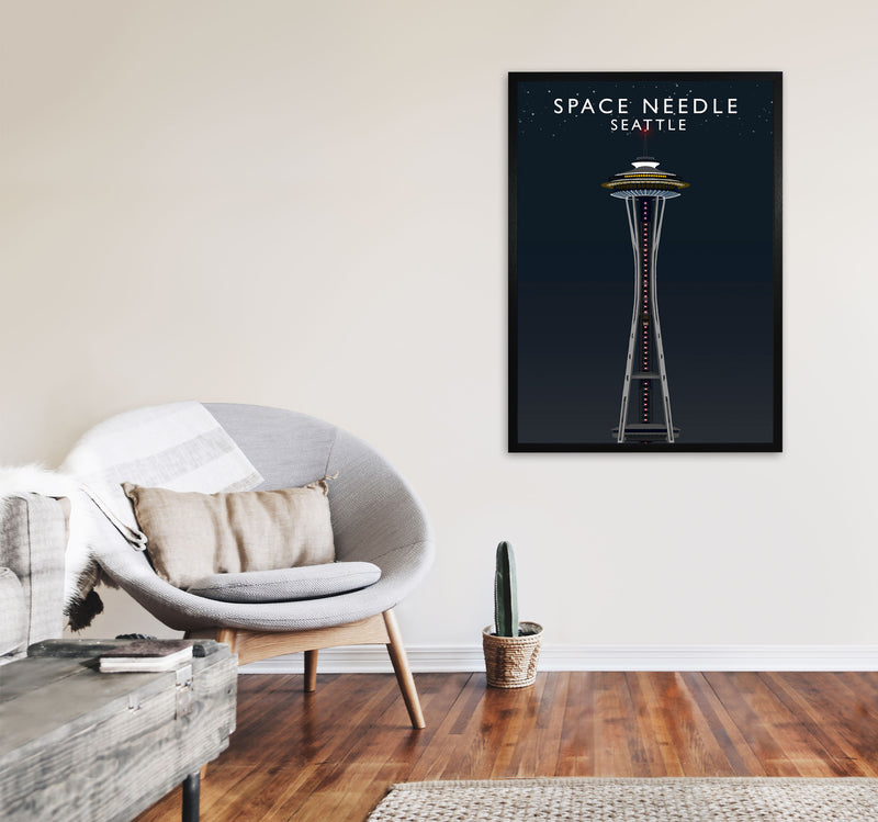 Space Needle Seattle Art Print by Richard O'Neill A1 White Frame