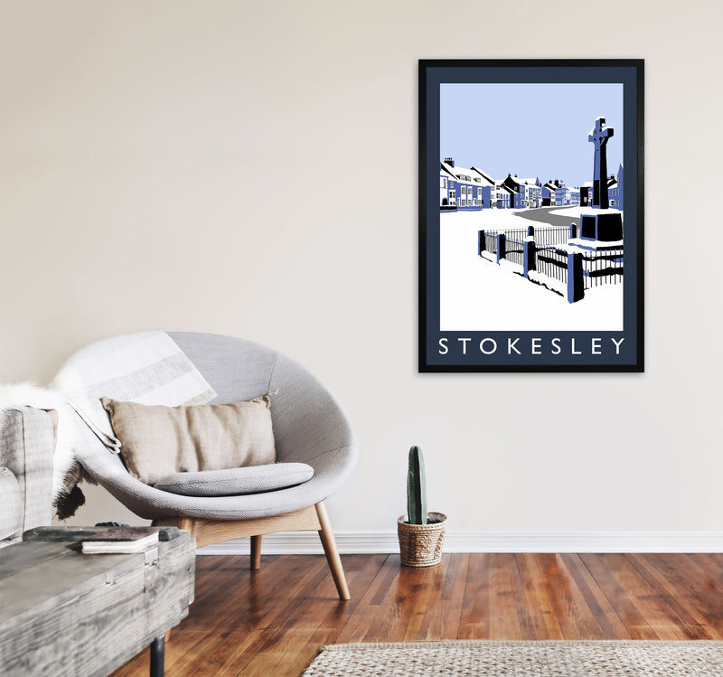 Stokesley In Snow Portrait by Richard O'Neill A1 White Frame