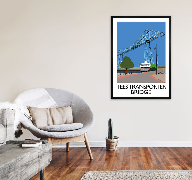 Tees Transporter Bridge Art Print by Richard O'Neill, Framed Wall Art A1 White Frame