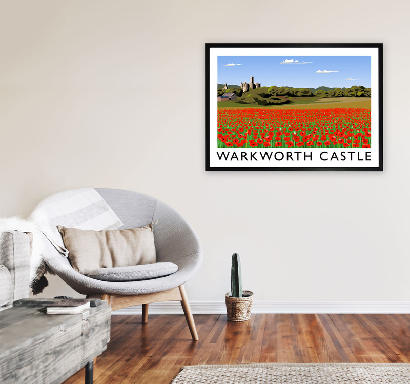 Warkworth Castle Travel Art Print by Richard O'Neill, Framed Wall Art A1 White Frame