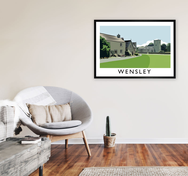 Wensley Travel Art Print by Richard O'Neill, Framed Wall Art A1 White Frame